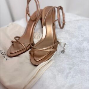 Alexandre Birman Rose Gold Leather Heels